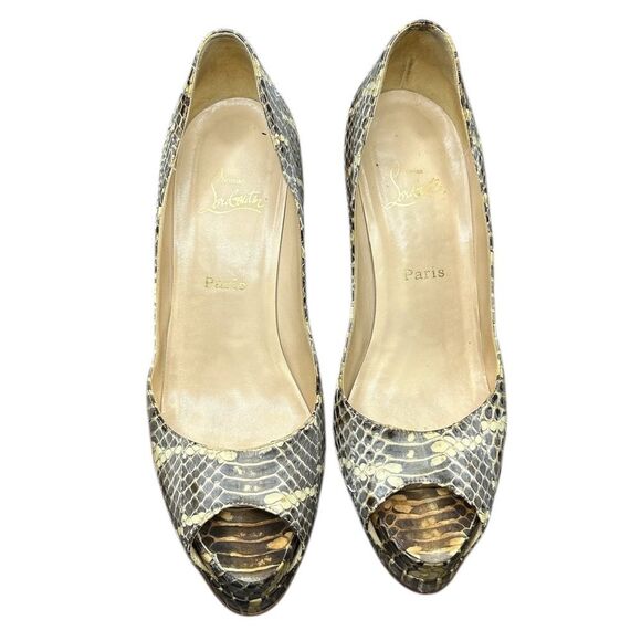 Christian Louboutin Heels Lady Peep Python Leather 150mm Size 39 Snake Skin - Picture 2 of 6